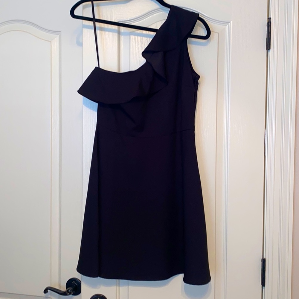 Banana Republic Black One Shoulder Ruffle Dress